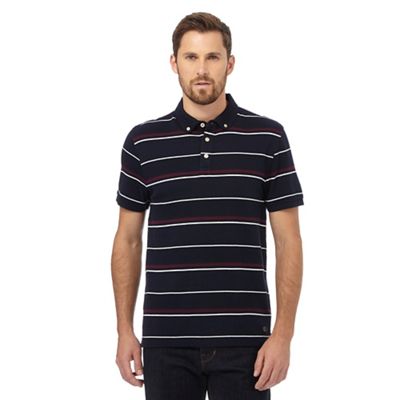 Hammond & Co. by Patrick Grant Big and tall navy striped textured tailored fit polo shirt